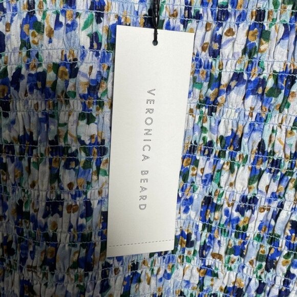 Veronica Beard Cici Floral Smocked Fit-And-Flare Mini Dress size 6 blue NWT - Picture 8 of 12